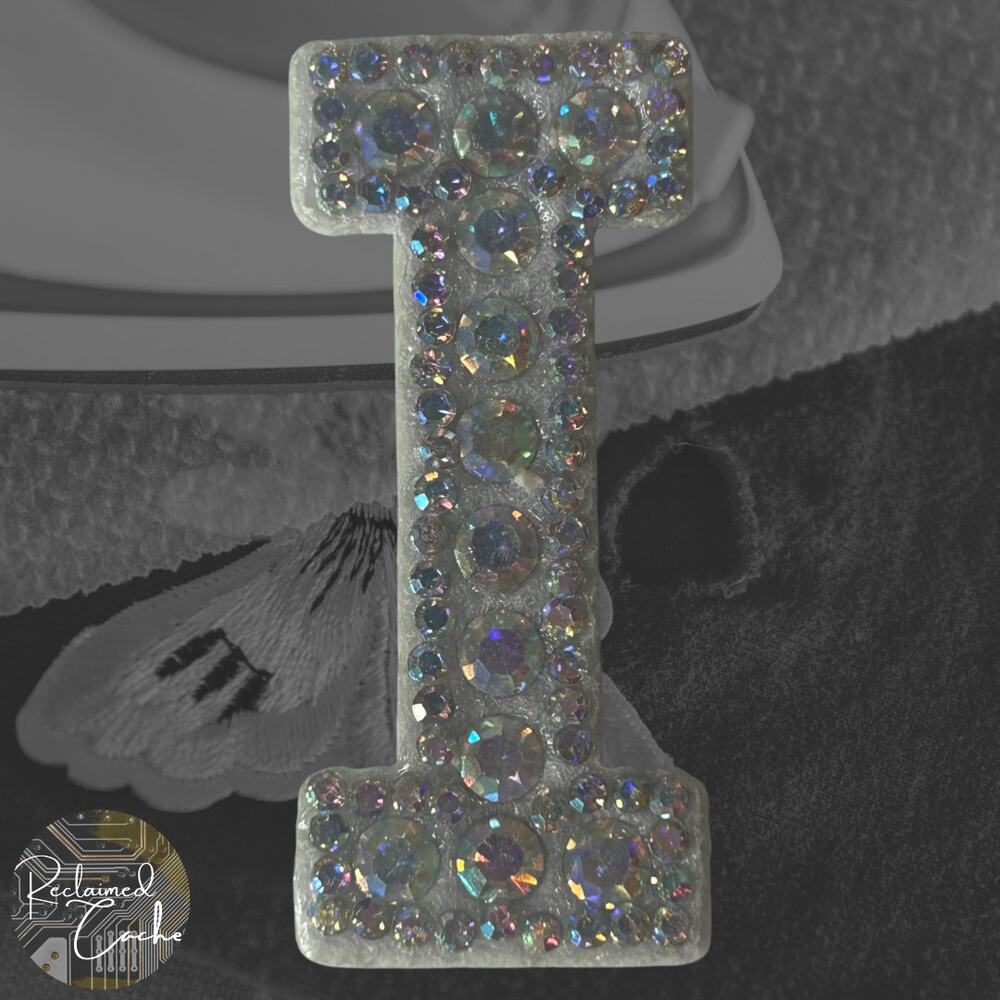 Iridescent Letter I Iridescent Rhinestone Iron On Patch